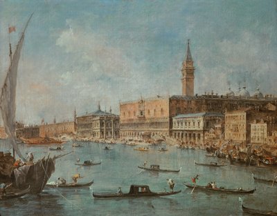 O Palácio dos Doges e o Molo da Bacia de San Marco, Veneza, c.1770 de Francesco Guardi